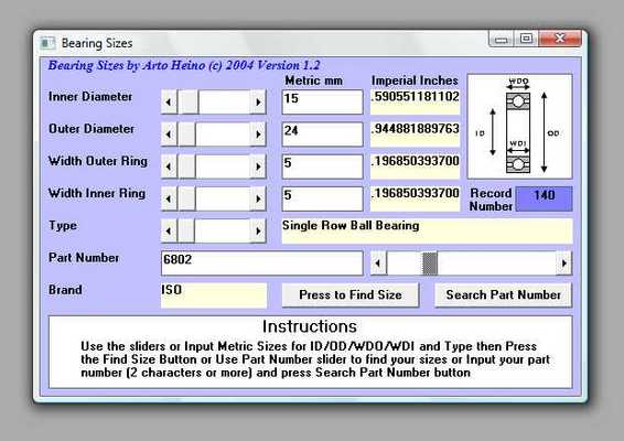 Product picture Bearing Sizes V1.2